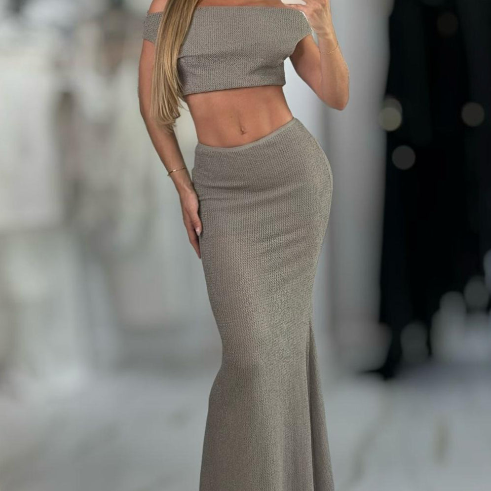 Jessica Bara Yllana One Shoulder Top and Maxi Skirt Two Piece Set