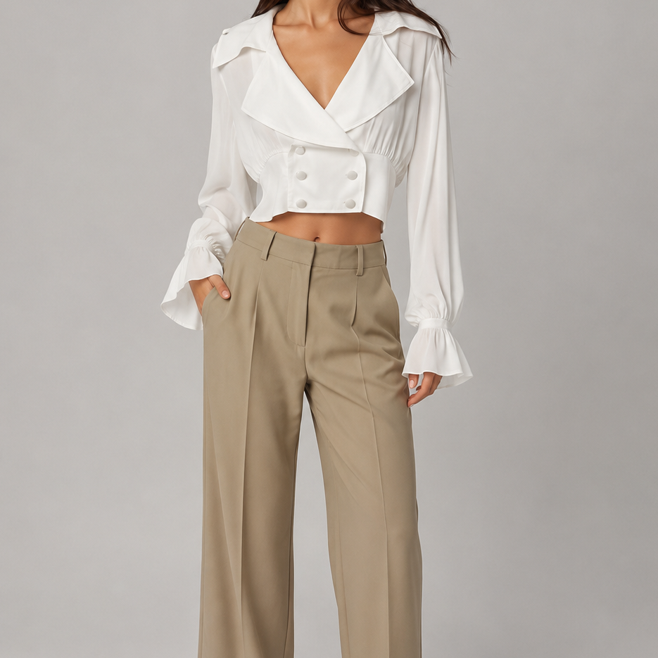 Jessica Bara Zerash Collared Long Sleeve Top