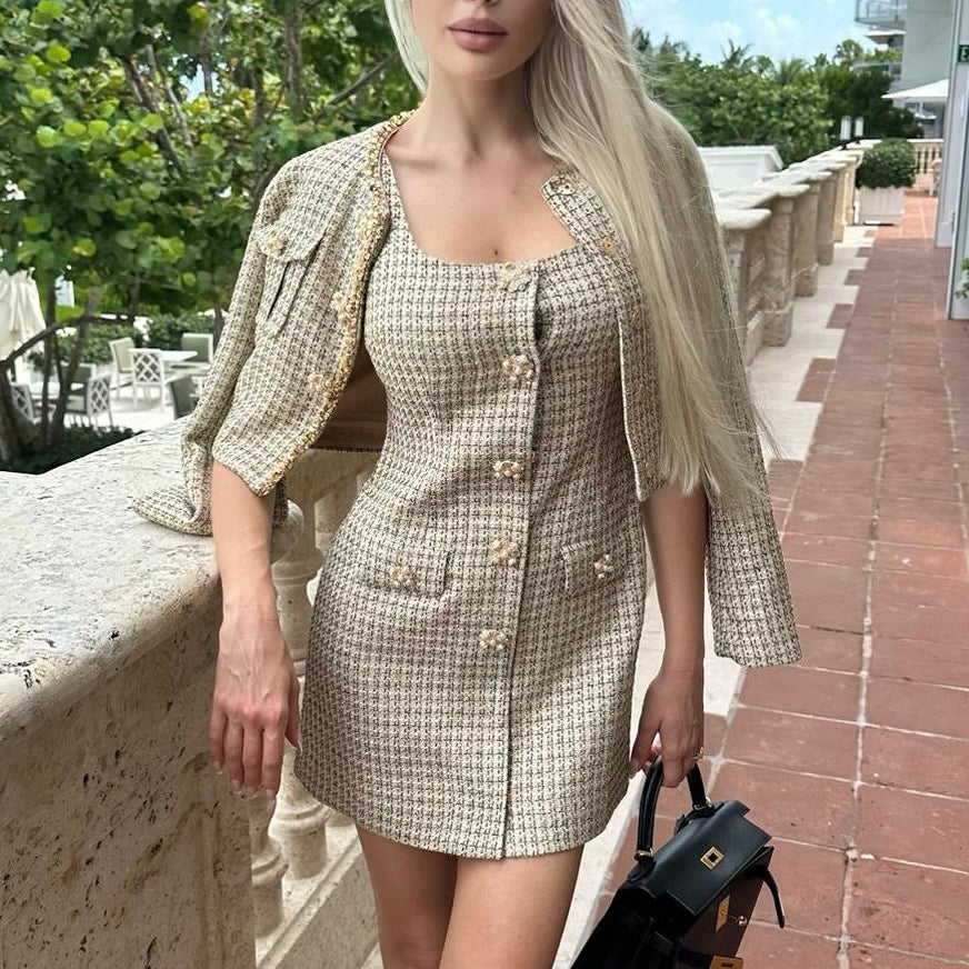 Jessica Bara Borrine Tweed Mini Dress