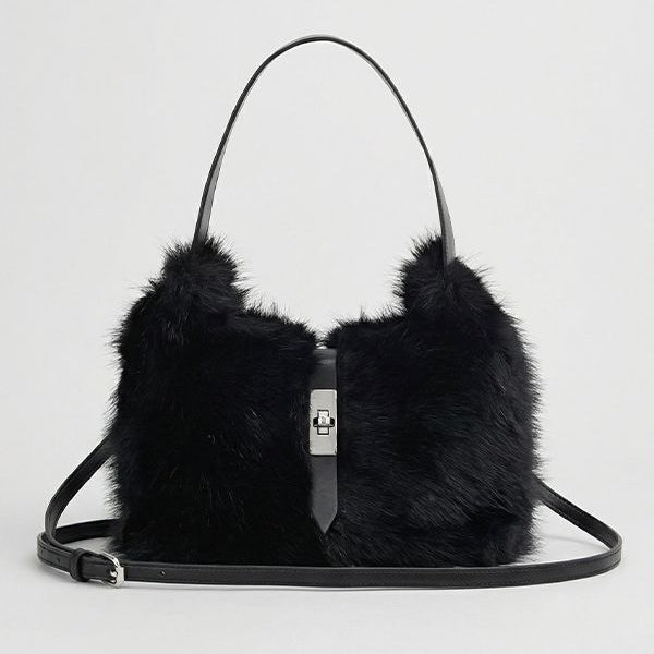 Jessica Bara Amisha Fur Shoulder Purse