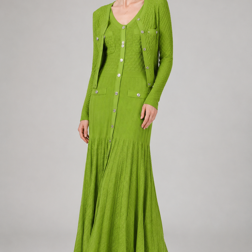 Jessica Bara Azumi Cardigan Top and Maxi Dress Two Piece Set