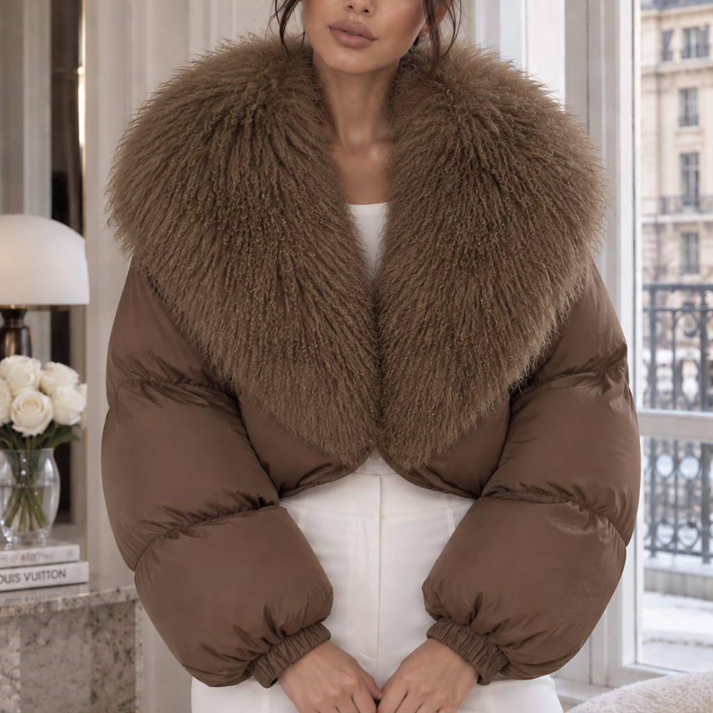 Jessica Bara Beria Fur Puffer Jacket