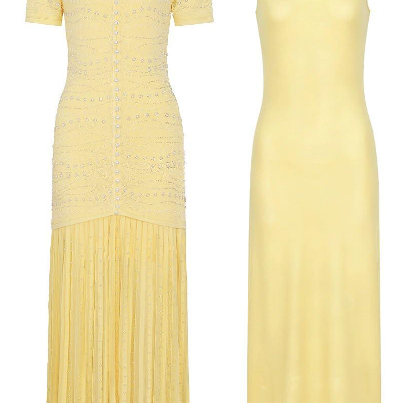 Jessica Bara Milena Crystal Knit Maxi Dress with Undergarment Lining