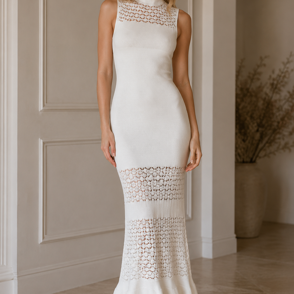 Jessica Bara Katelin Knit High Neck Maxi Dress