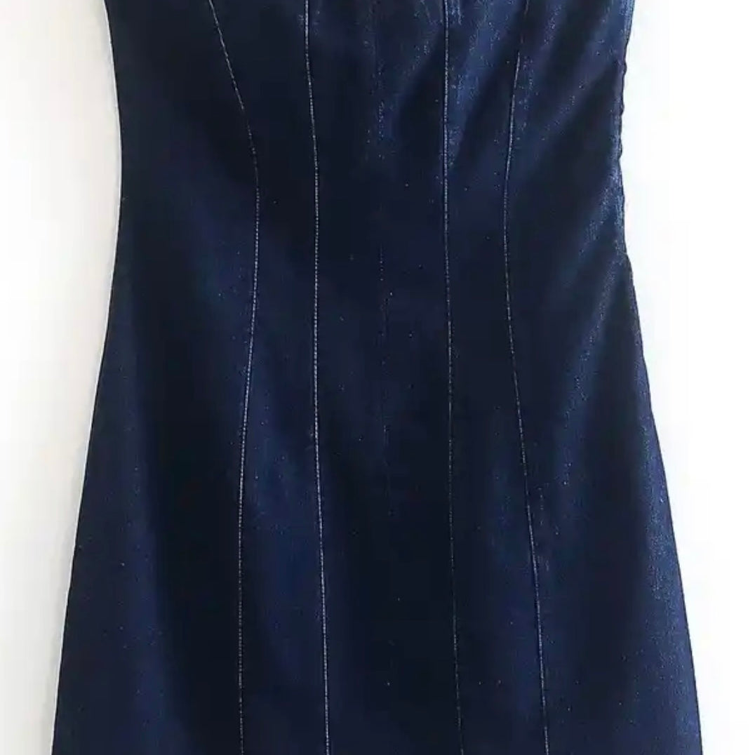 Jessica Bara Danica Strapless Tube Denim Mini Dress