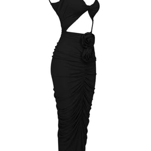 Jessica Bara Aubrienna Ruched Rose Midi Dress
