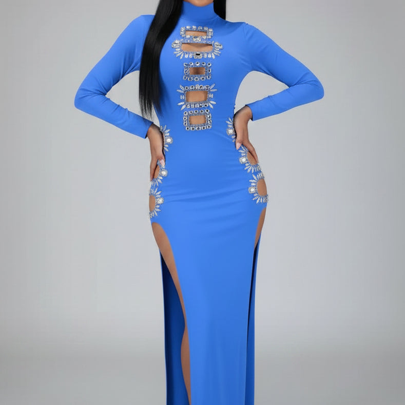 Jessica Bara Benedetta Crystal Cut Out Maxi Dress