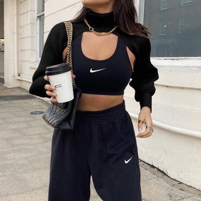 Jessica Bara Kingsley Turtleneck Knit Extreme Crop Top