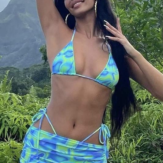 Jessica Bara Palmer Printed Bikini Top and Skirt Two Piece Set