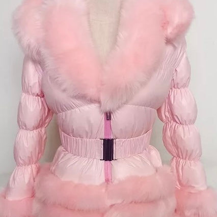 Jessica Bara Yolanda Fur Belted Coat