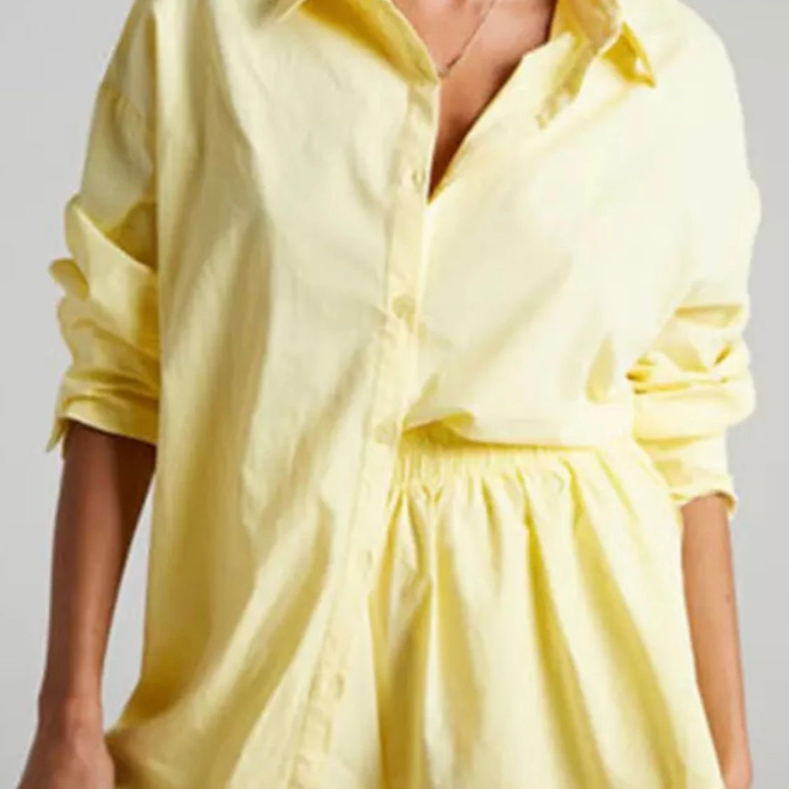 Jessica Bara Josilyn Button Down Top and Shorts Two Piece Set