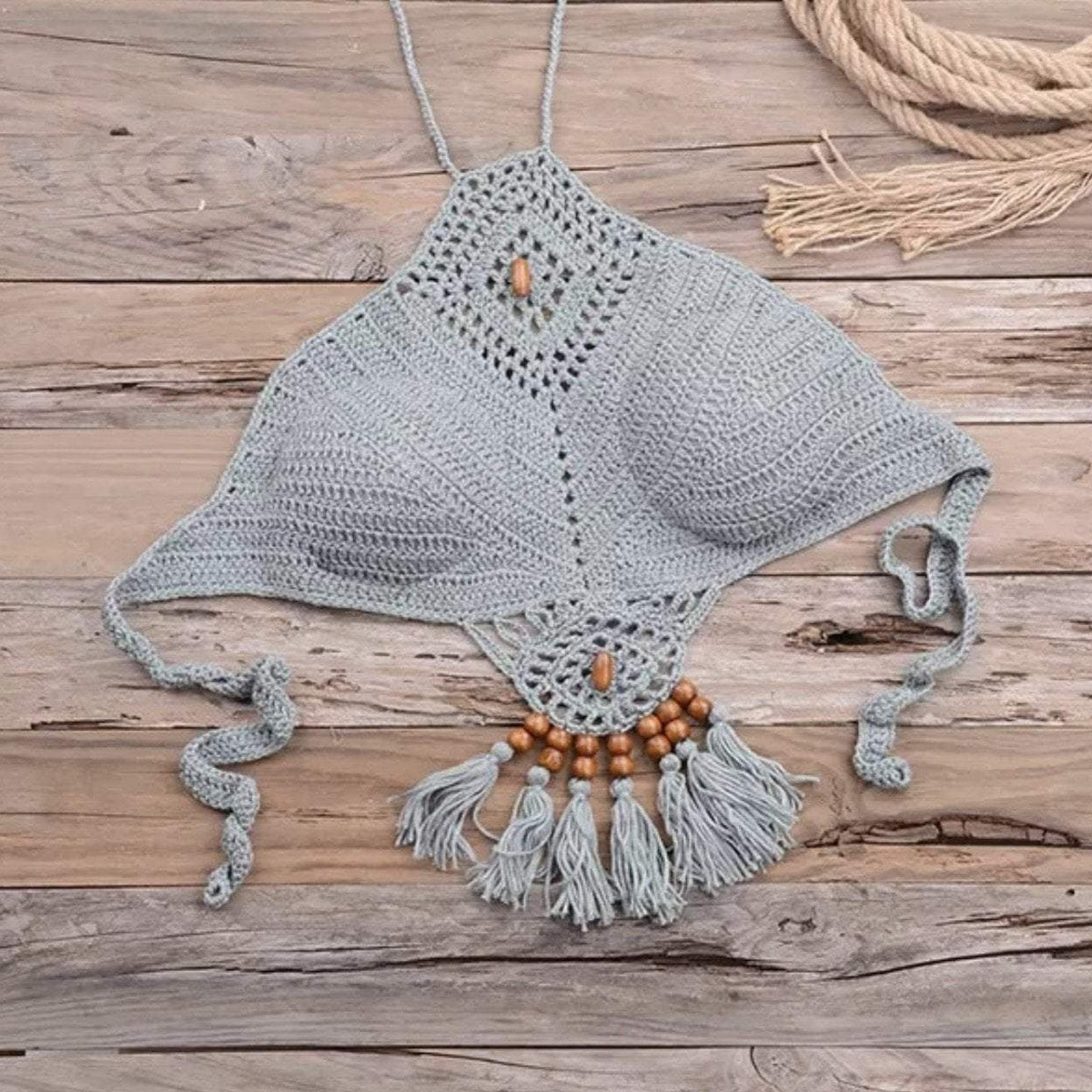 Jessica Bara Shania Crochet Beaded Two Piece Set