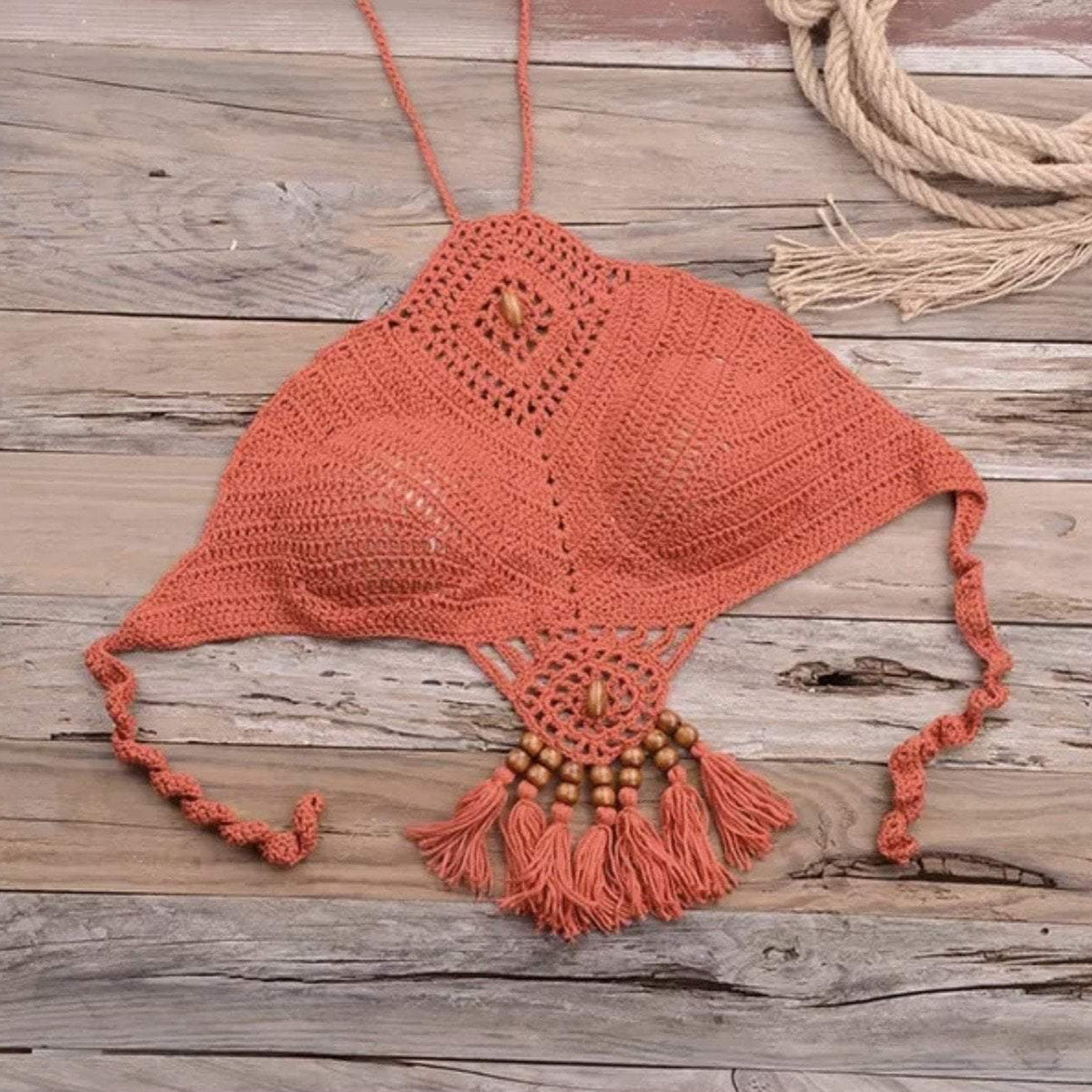 Jessica Bara Shania Crochet Beaded Two Piece Set