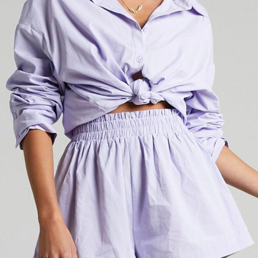 Jessica Bara Josilyn Button Down Top and Shorts Two Piece Set