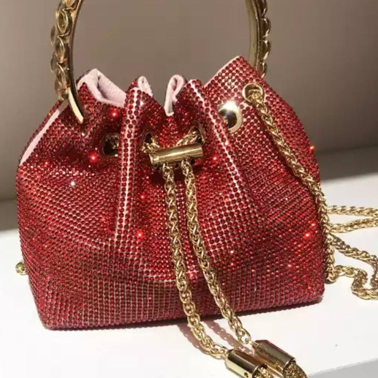Jessica Bara Zenon Rhinestone Circular Bucket Purse