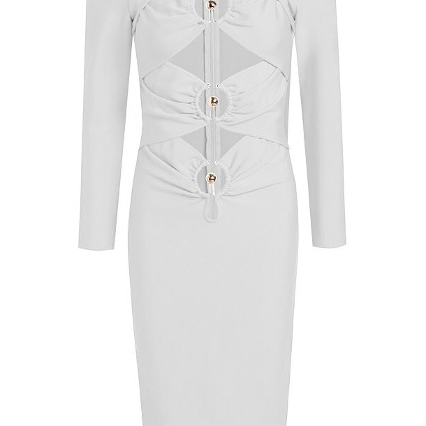 Jessica Bara Kazzie Long Sleeve Cut Out Midi Dress