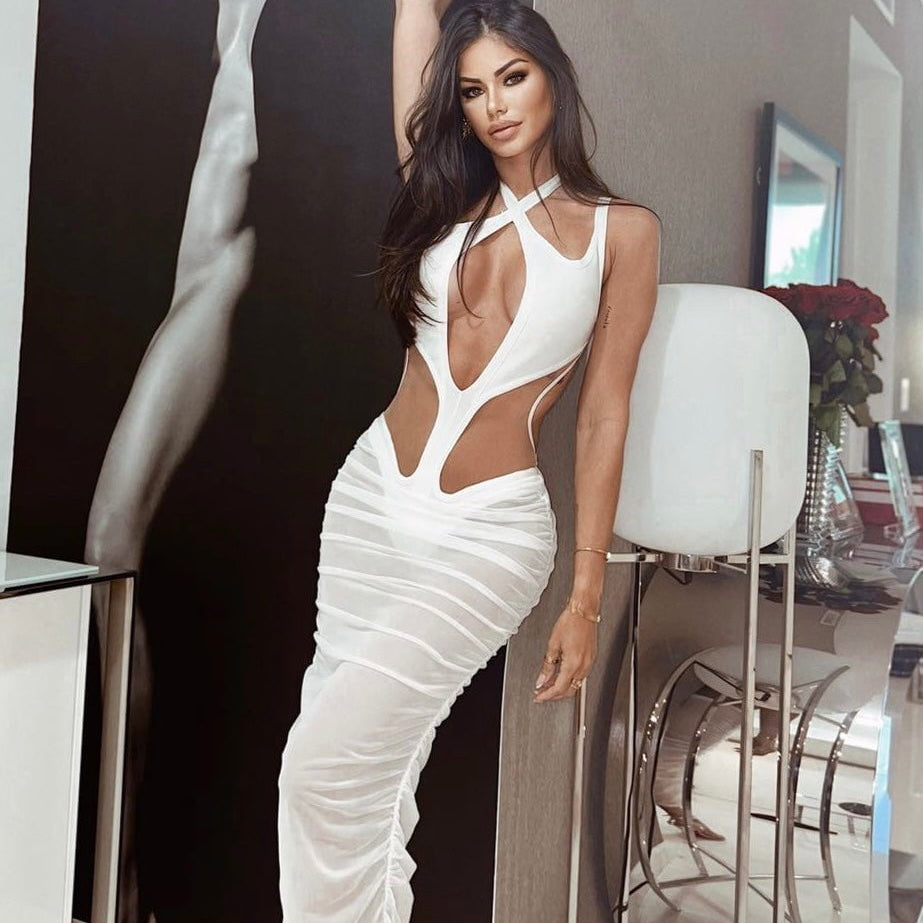 Jessica Bara Nova Cut Out Mesh Midi Dress As Seen On Cindy Prado