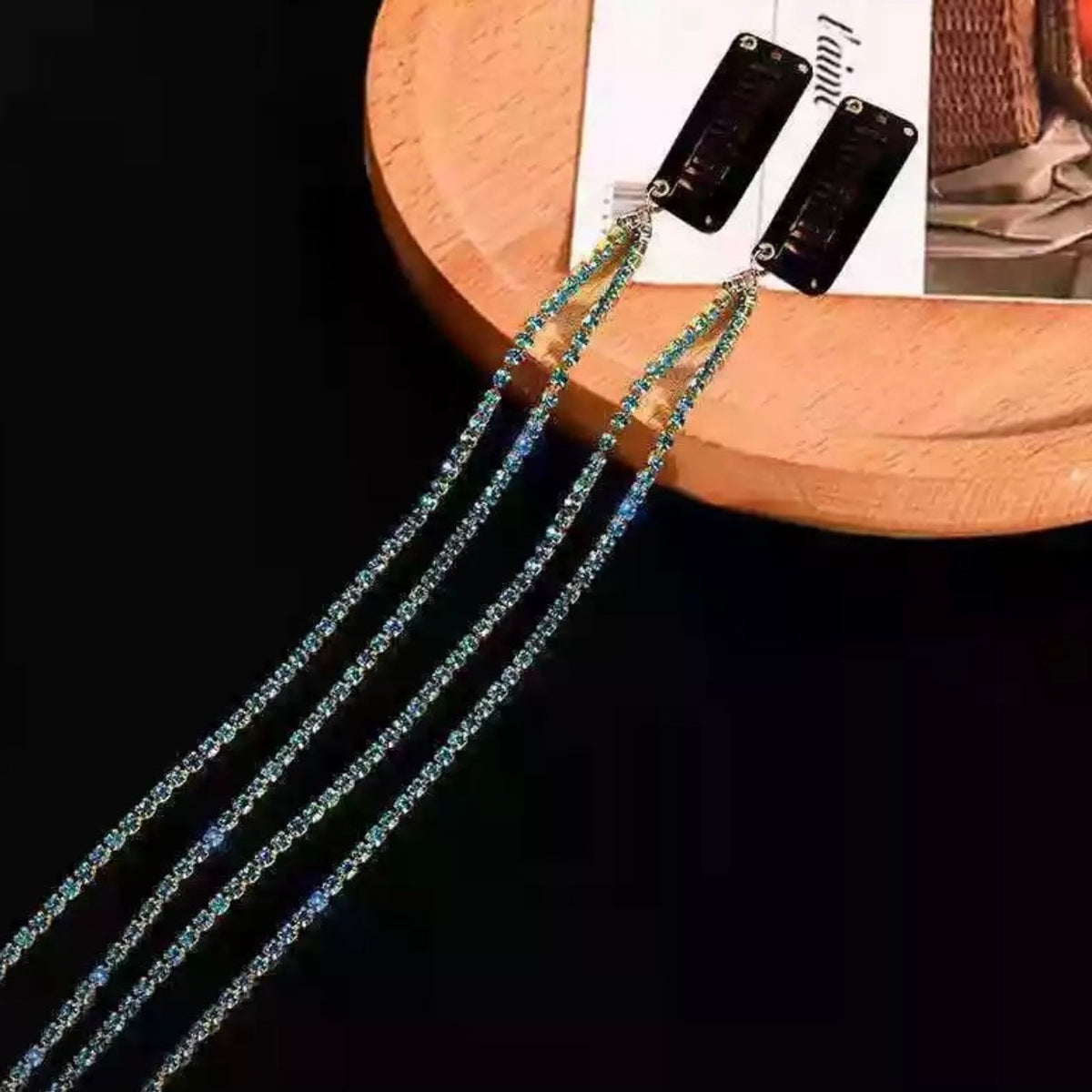 Jessica Bara Tati Rhinestone Tassel Fringe Hair Clips