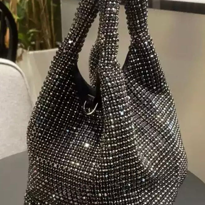 Jessica Bara Marleigh Rhinestone Mini Bucket Purse