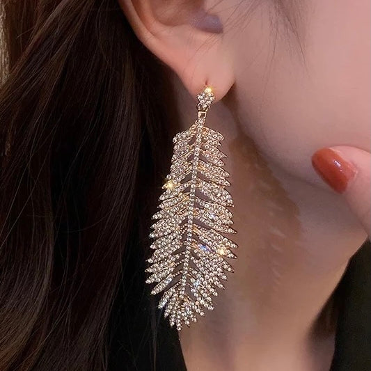 Jessica Bara Frances Feather Rhinestone Drop Earrings
