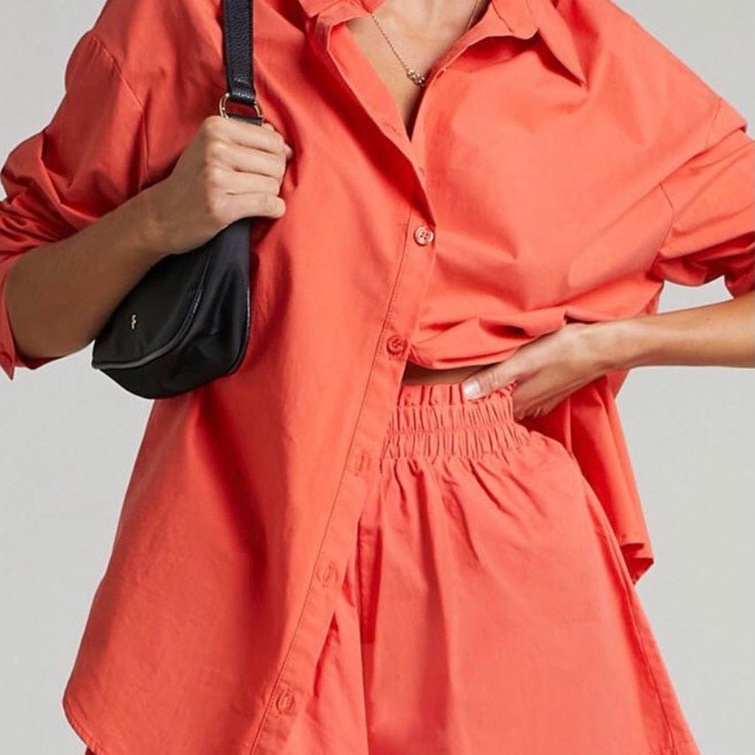 Jessica Bara Josilyn Button Down Top and Shorts Two Piece Set