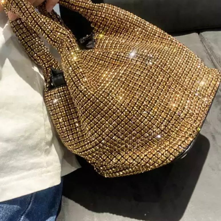 Jessica Bara Marleigh Rhinestone Mini Bucket Purse