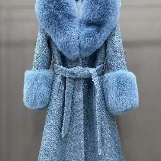 Jessica Bara Dierdra Fur and Wool Belted Long Coat As Seen On Leyla Milani