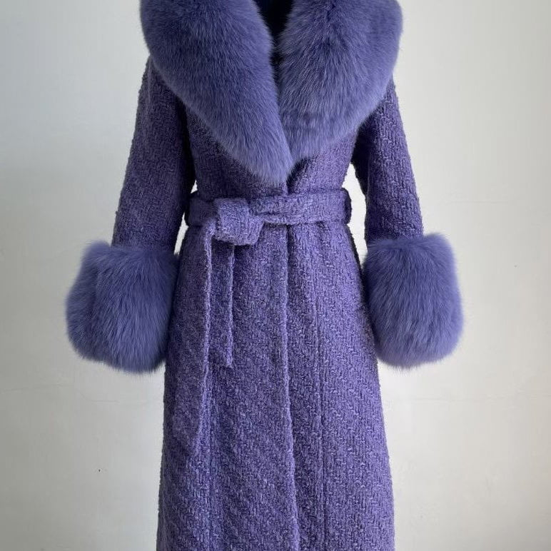 Jessica Bara Dierdra Fur and Wool Belted Long Coat As Seen On Leyla Milani