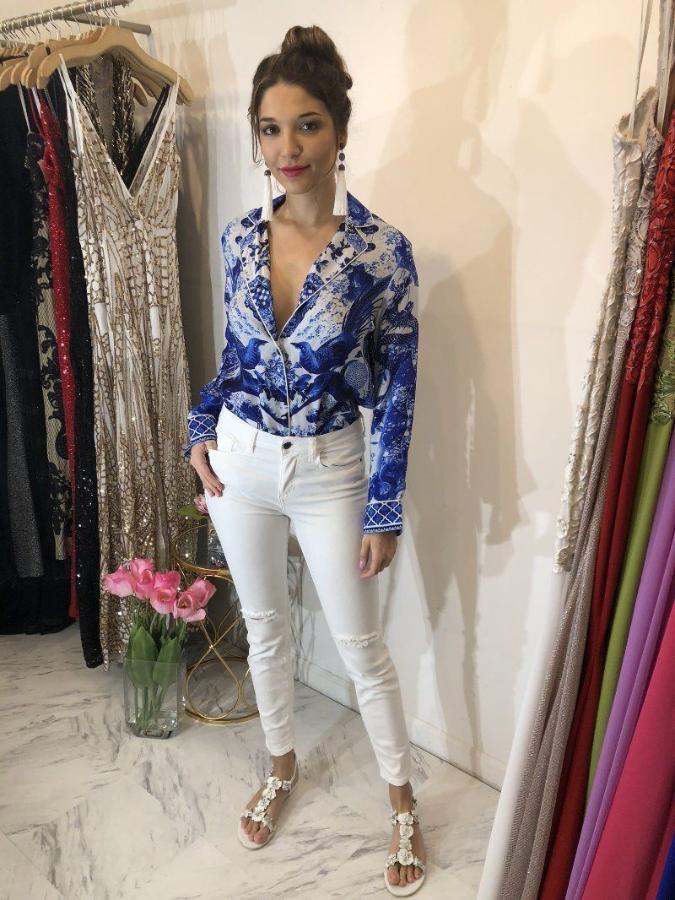 Tops - Shahida Parides Blue And White Chinoiserie Button Down Shirt
