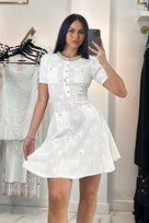 Jessica Bara Seshara Knit Bow Crystal Mini Dress