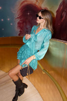 Jessica Bara Antorita Blouse Bow Top and Mini Skirt Two Piece Set