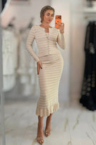 Jessica Bara Zerana Top and Cardigan with Midi Skirt Three Piece Set