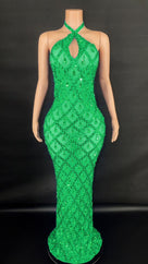 Jessica Bara Yassiera Halter Neck Crystal Gown