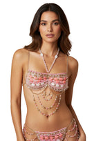 Jessica Bara Arida Chain Crystal Beaded Top