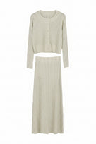 Jessica Bara Curva Crystal Cardigan Top and Maxi Skirt Two Piece Set