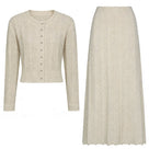 Jessica Bara Meshara Knit Cardigan Top and Maxi Skirt Two Piece Set