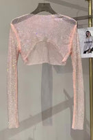 Jessica Bara Izarel Metallic Glitter See Through Long Sleeve Top