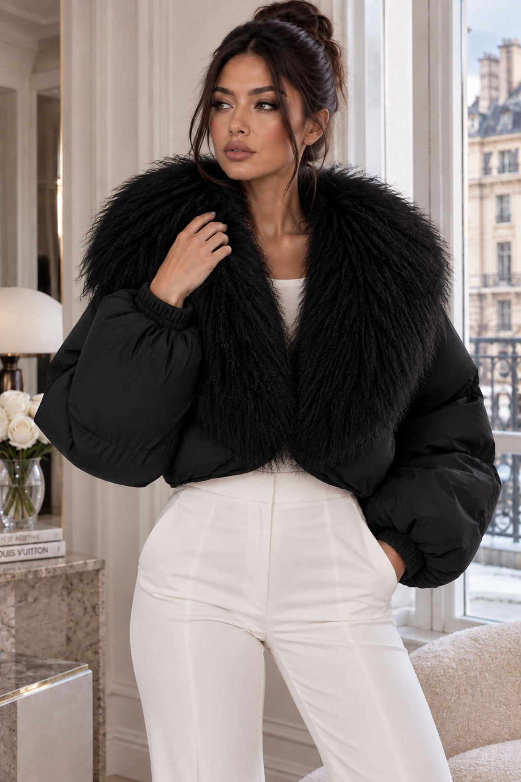 Jessica Bara Beria Fur Puffer Jacket