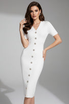 Jessica Bara Allenaz Gold Button Maxi Dress