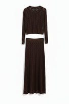 Jessica Bara Curva Crystal Cardigan Top and Maxi Skirt Two Piece Set