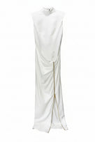 Jessica Bara Zelar Turtleneck Zipped Up Slit Maxi Dress