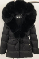 Jessica Bara Desira Fur Hooded Belted Coat