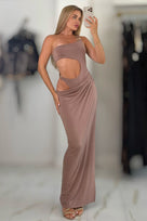 Jessica Bara Jendel One Shoulder Cut Out Maxi Dress