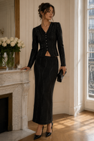 Jessica Bara Issy Long Sleeve Cardigan and Maxi Skirt Two Piece Set