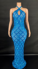 Jessica Bara Yassiera Halter Neck Crystal Gown