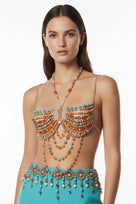 Jessica Bara Arida Chain Crystal Beaded Top