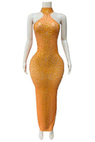 Jessica Bara Salome High Neck Halter Crystal Gown