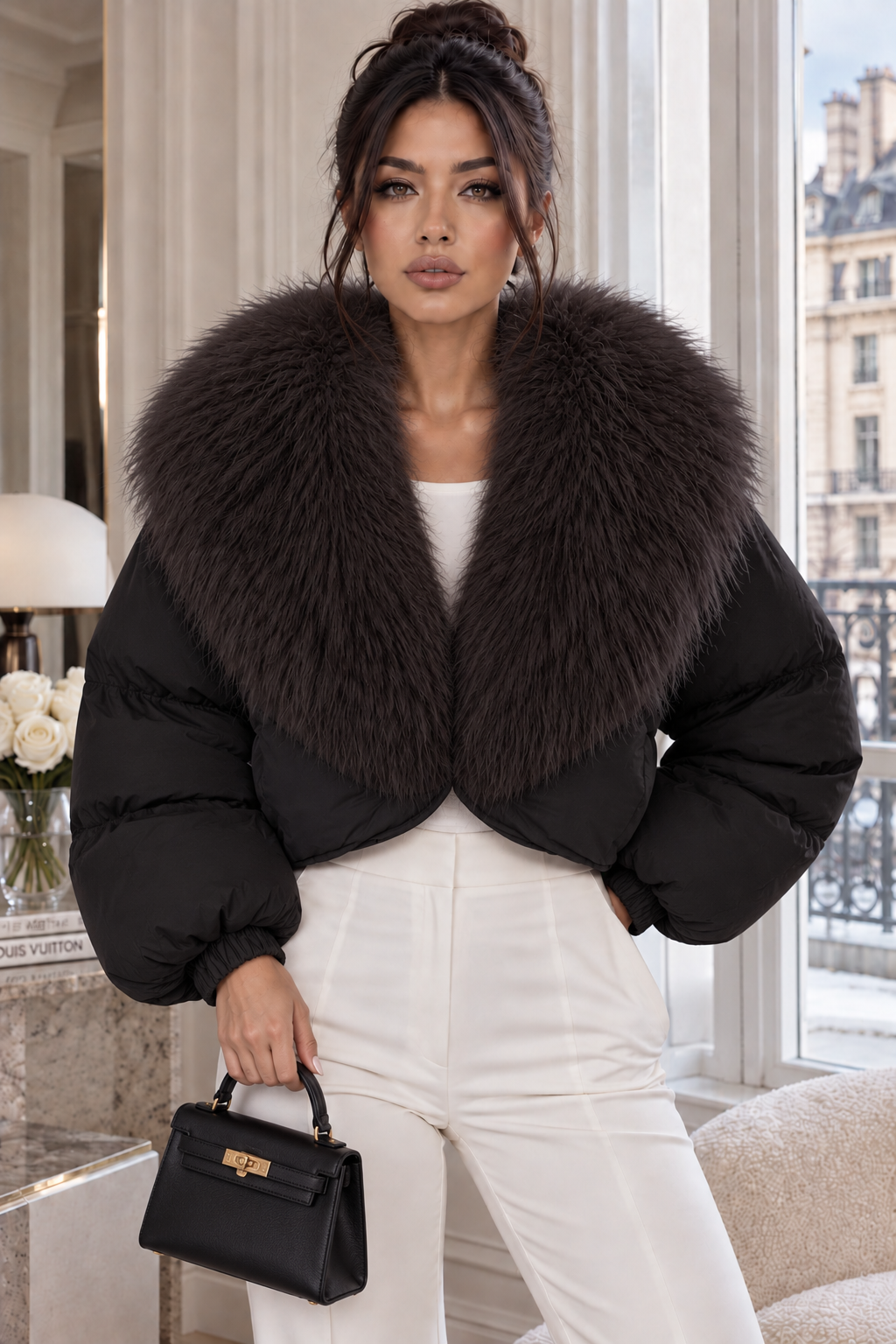 Jessica Bara Beria Fur Puffer Jacket