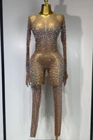 Jessica Bara Reveria Crystal Long Sleeve Jumpsuit