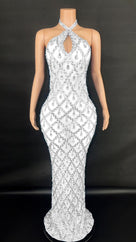Jessica Bara Yassiera Halter Neck Crystal Gown